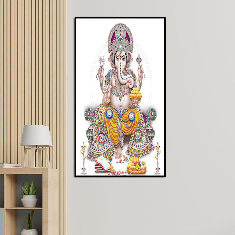 Elegant Lord Ganesha Floating Frame Canvas Wall Painting