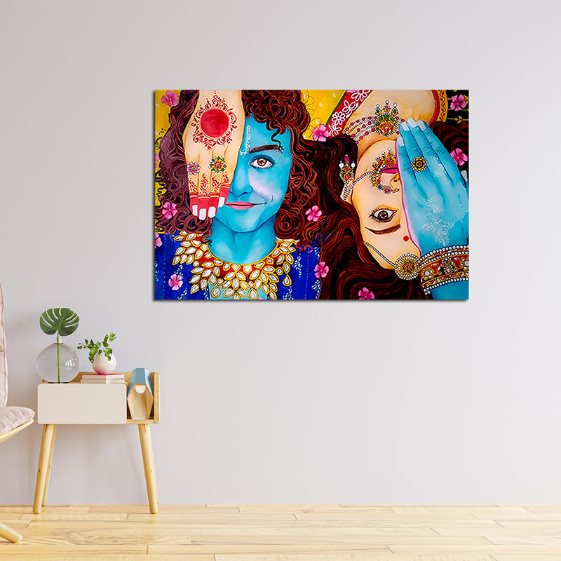 Krishna Radha Rasleela Canvas Wall Painting