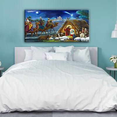Holy Family With Three Kings Jesus Canvas Wall Painting