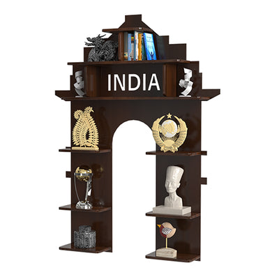 India Gate shape Wood Wall Shelf / Book Shelf /  Walnut Wood