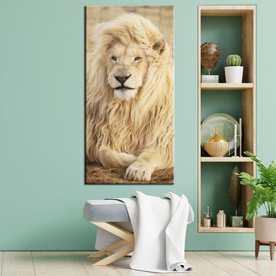 A Majestic White Lion Sitting Canvas Wall Painting