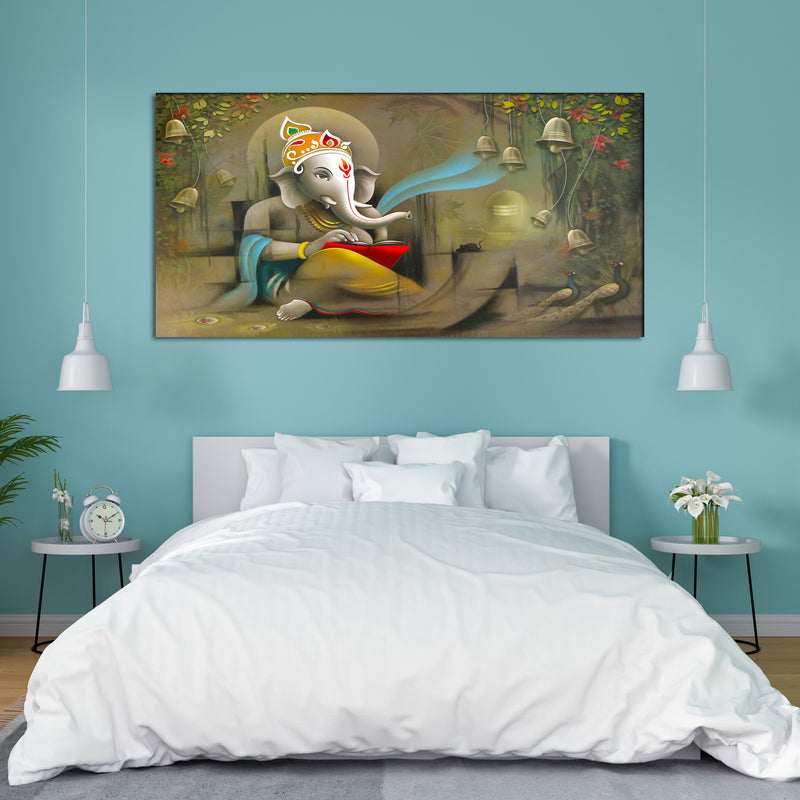 Lord Ganesha Beautiful View Canvas Wall Painting