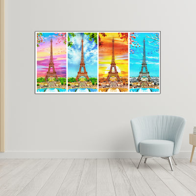 Multicolor Eiffel Tower Canvas Wall Painting