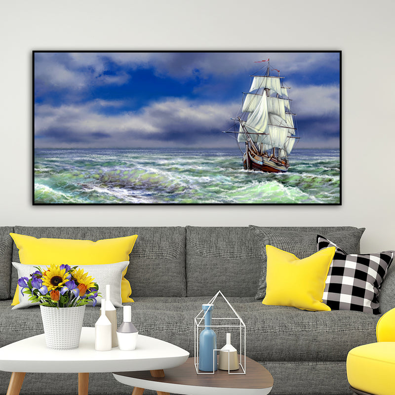 Old Ship On The Sea Canvas Wall Painting