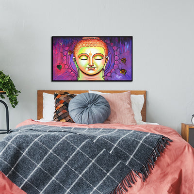 Acrylic Color Portrait Buddha Floating Canvas Wall Painting
