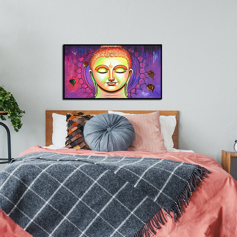 Acrylic Color Portrait Buddha Floating Canvas Wall Painting
