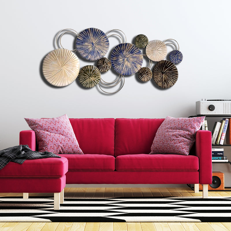 Blue, golden and Black Large Metal Wall Art