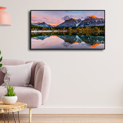 Colorful Weather Mountain Floating Frame Canvas Wall Painting