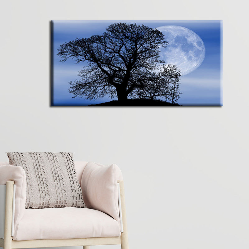 Beautiful Tree Under Moonlight Canvas Wall Painting