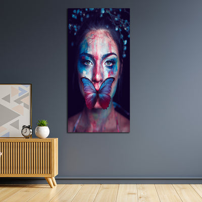 Girl With Butterfly Portrait Canvas Wall Painting