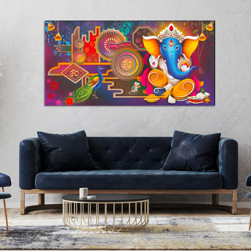 Artistic Ganesha Canvas Wall Painting by DecorGlance
