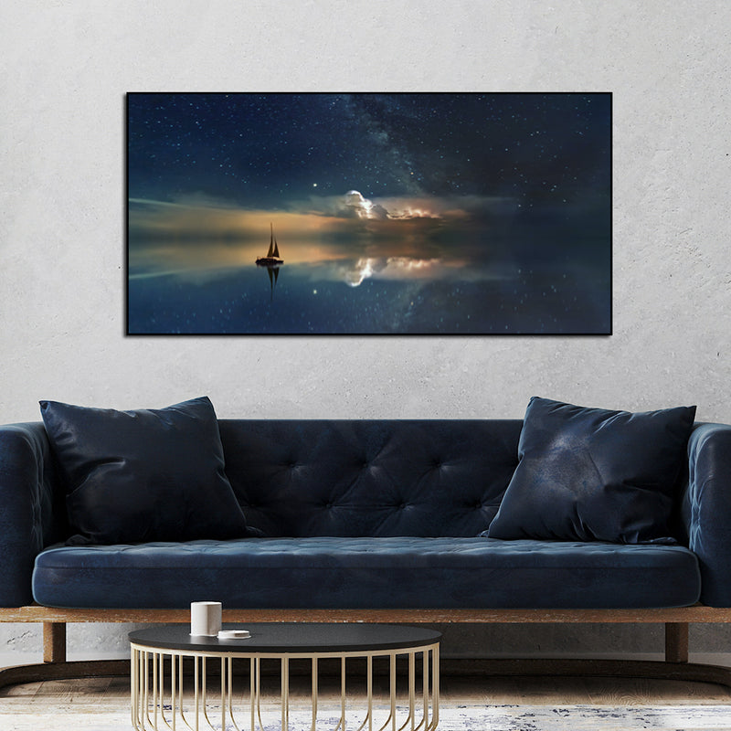 Galaxy Reflection In River Canvas Floating Frame Wall Painting
