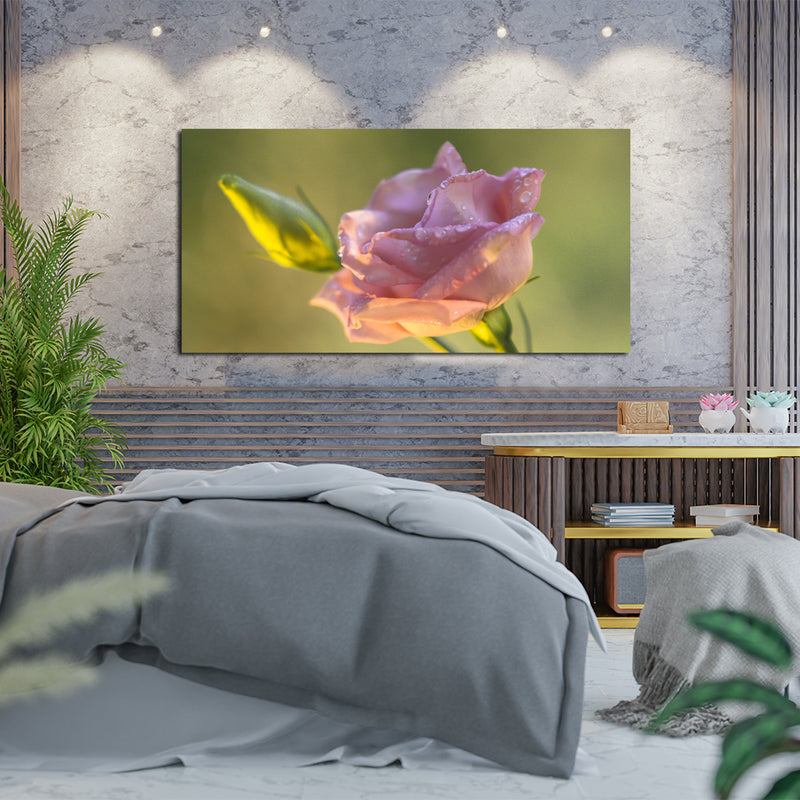 Beautiful Single Pink Rose Canvas Wall Painting