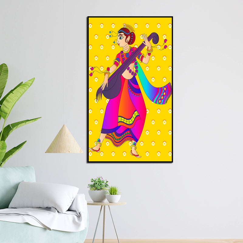 Meera Madhubani Canvas Floating Wall Painting