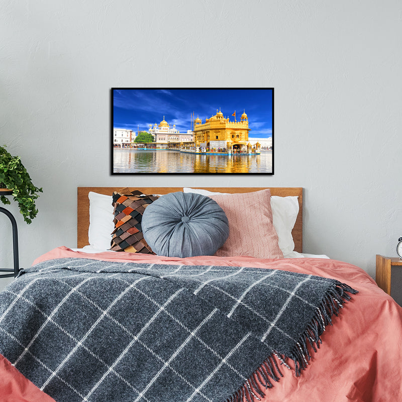 Morning View At Golden Temple In Amritsar Floating Canvas Wall Painting