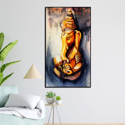 Ganesha Illustrative Floating Frame Canvas Wall Painting
