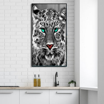 Black & White Jaguar Floating Frame Canvas Wall Painting