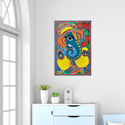 Lord Ganesha Madhubani On Canvas Wall Painting