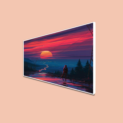 Abstract Sunset Modern Art Canvas Floating Frame Wall Painting