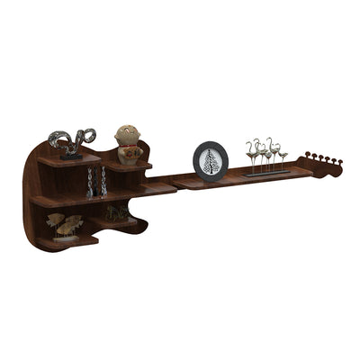 Guitar shape Wood Wall Shelf | Book Shelf | Walnut Wood