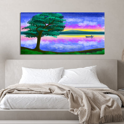 Abstract River Scenery View Canvas Wall Painting