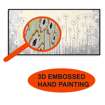 Handmade Daisy Abstract 3D Flower Canvas Wall Painting (Acrylic Color)