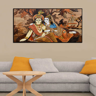 Lovely Krishna Radha Canvas Floating Frame wall Painting