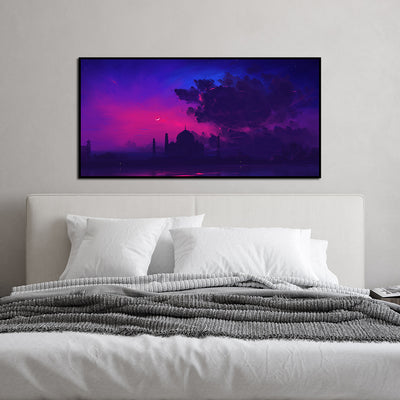 Abstract Painting Of Taj Mahal Canvas Floating Frame Wall Painting