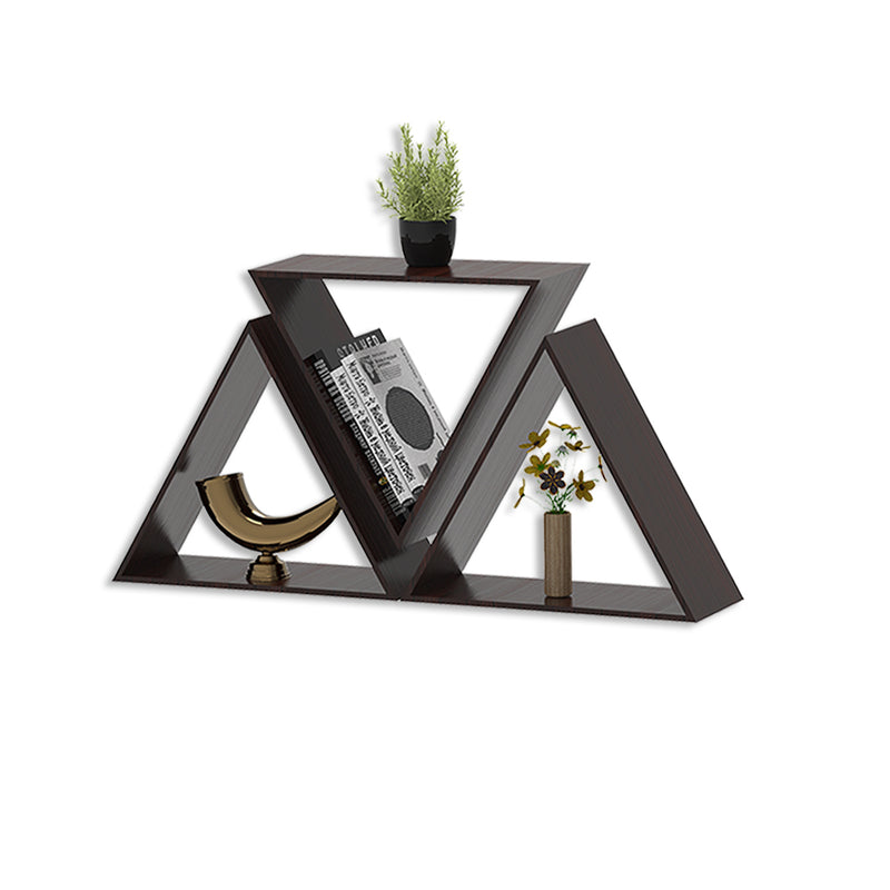 Beautiful Triangle Shape Set of 3 Wood Wall Shelf / Book Shelf, Walnut Finish