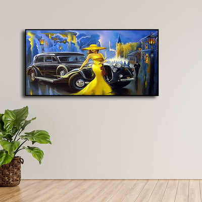 Modern Art Design Girl Floating Frame Wall Painting