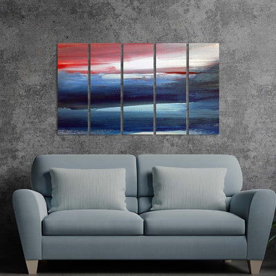 Colorful Patch Abstract Canvas Wall Painting - With 5 Panel