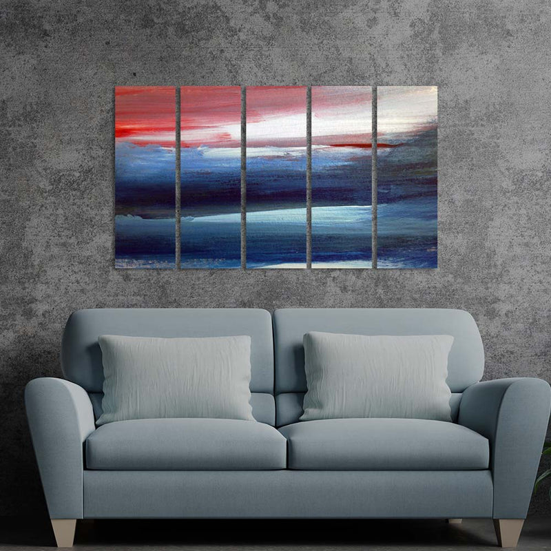 Colorful Patch Abstract Canvas Wall Painting - With 5 Panel