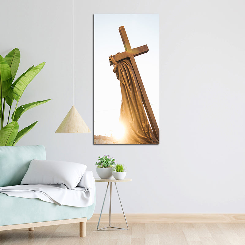 Jesus With Cross On Shoulder Canvas Wall Painting