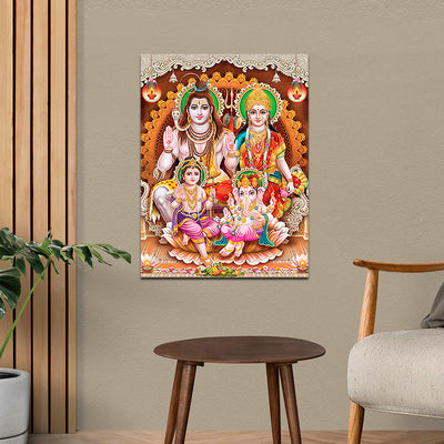 Lord Shiva Family Canvas Wall Painting