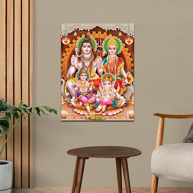 Lord Shiva Family Canvas Wall Painting