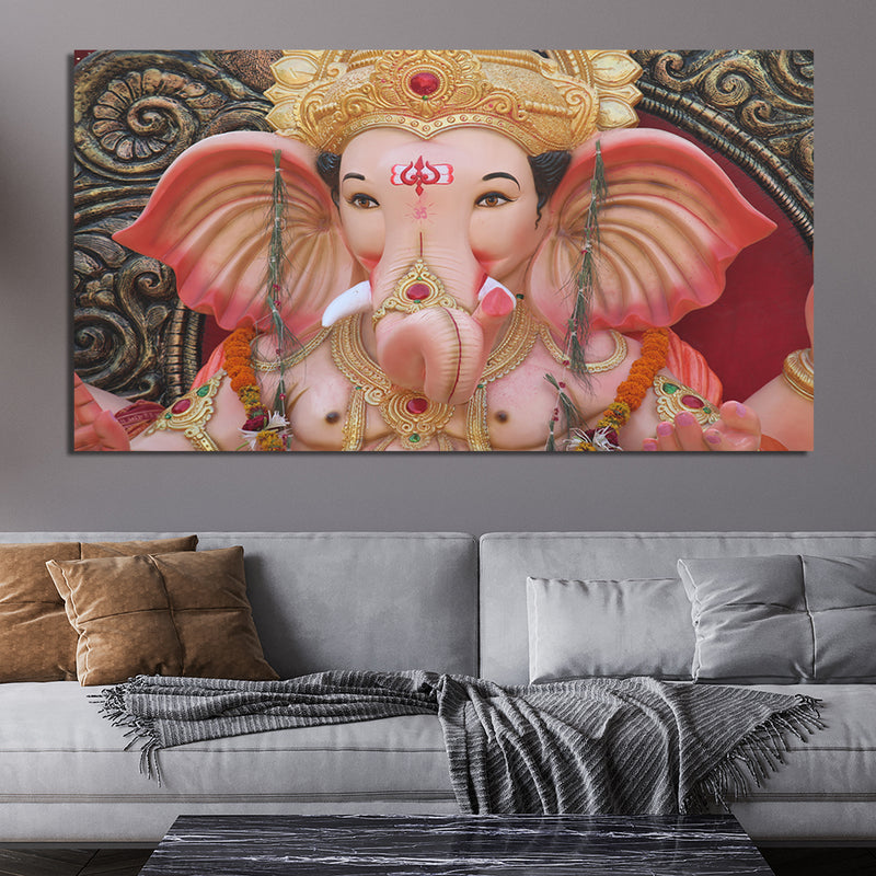Cute Lord Ganesha Canvas Wall Painting
