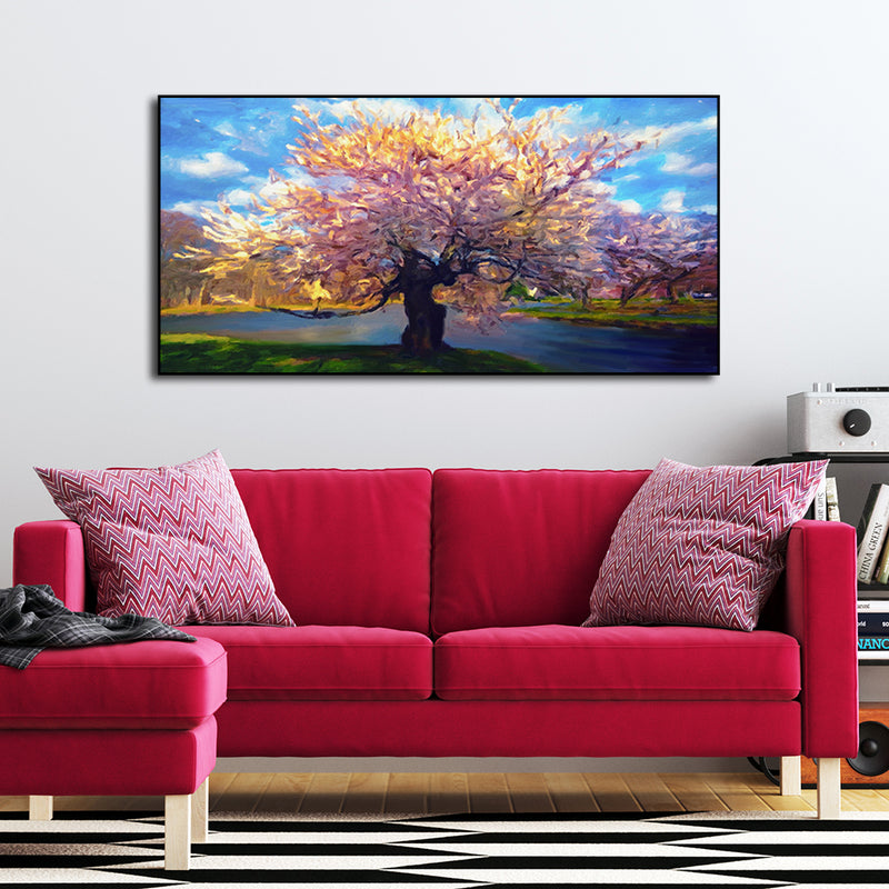 Abstract Colorful Rainbow Tree Canvas Floating Frame Wall Painting