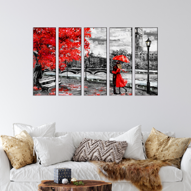 Couple Art Canvas Wall Painting- With 5 Frames
