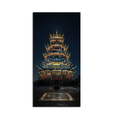 Chinese Temple Front View Canvas Wall Painting