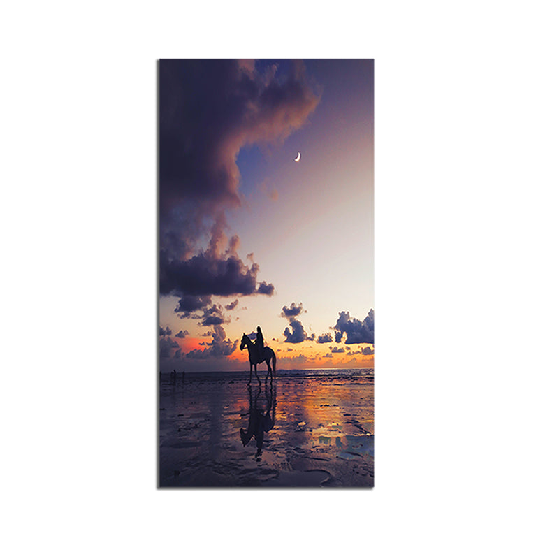 Horse Rider In Beach Canvas Wall Painting