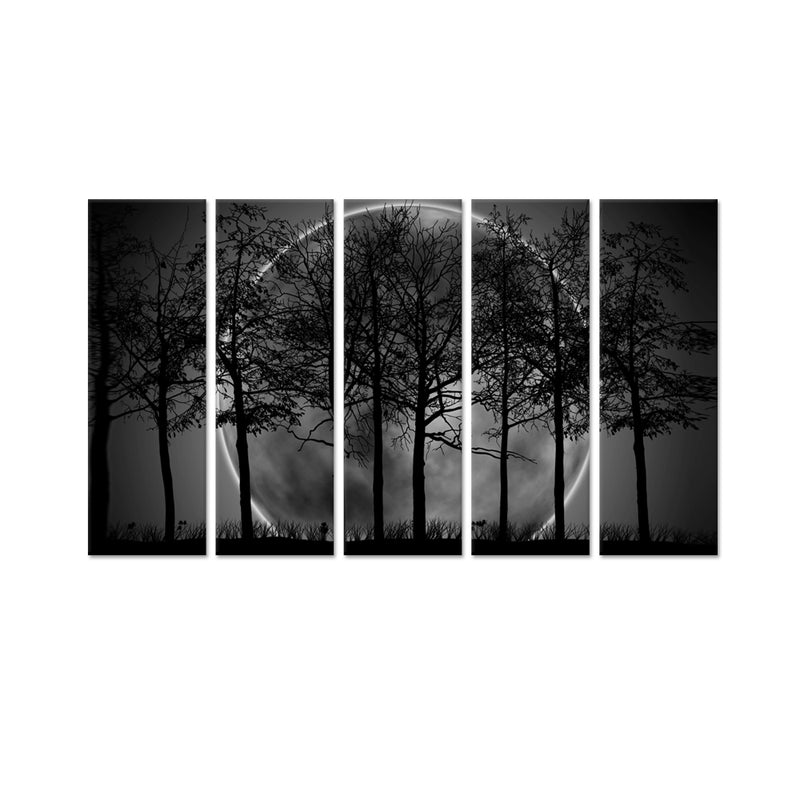 Black Forest  Canvas Wall Painting - With 5 Panel