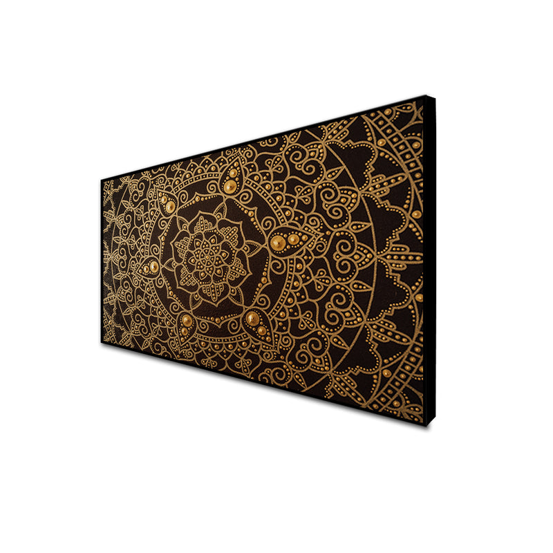 Golden Mandala Art Floating Frame Canvas Wall Painting