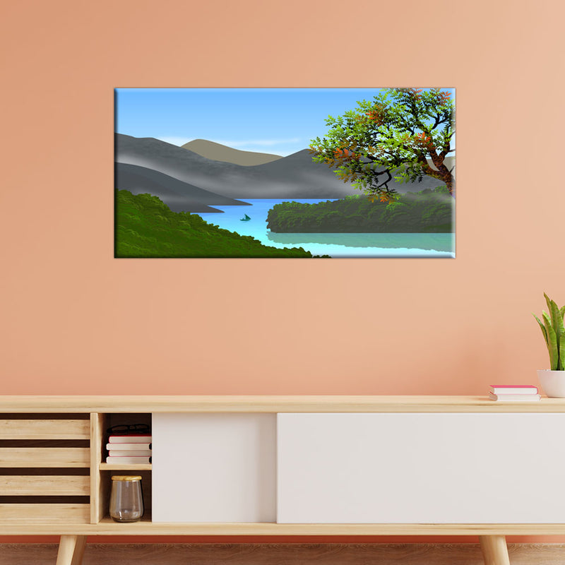 Mountain & River Scenery Canvas Wall Painting