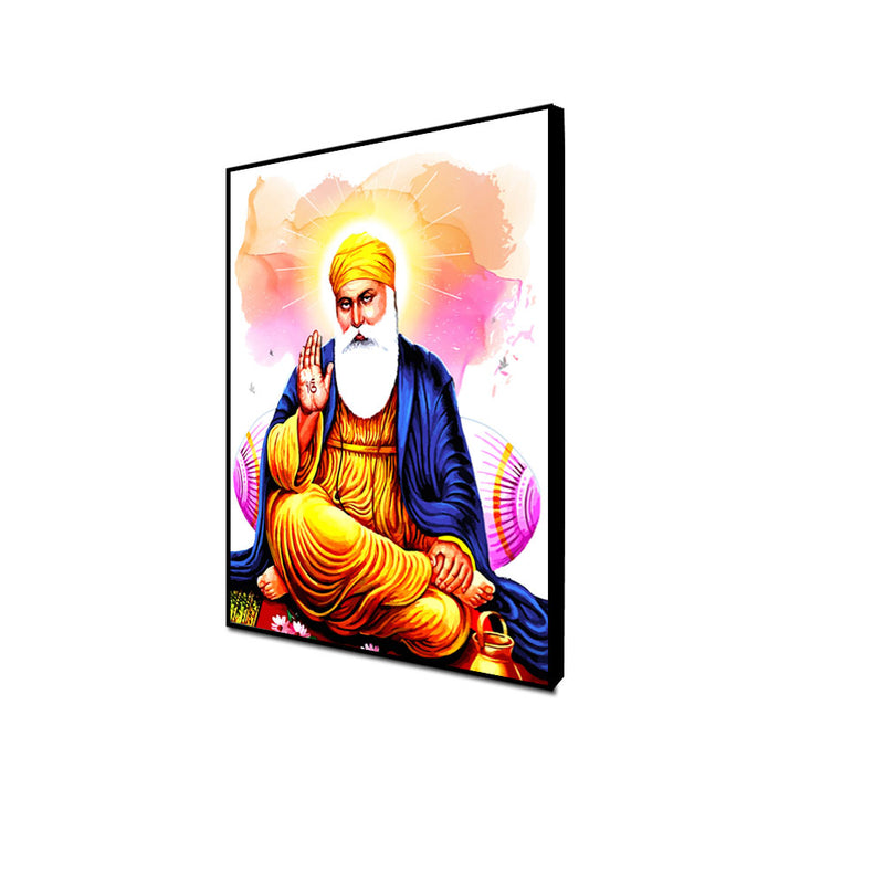 Abstract of Guru Nanak Dev Canvas Floating Frame Wall Painting