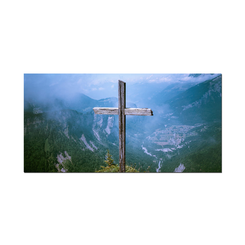 Christian Wood Cross Canvas Wall Painting