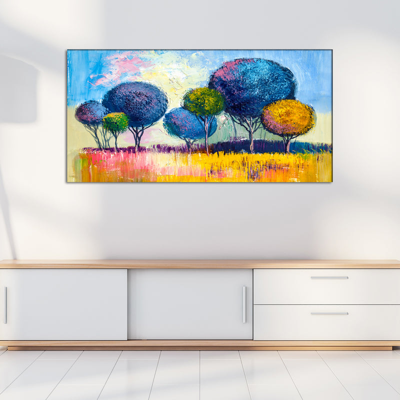 High On Happiness Colorful Artistic Tree Canvas Wall Painting