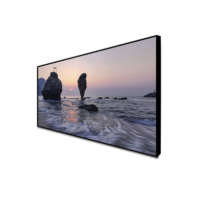 Huge Rock Sticking Out Of The Water Canvas Floating Frame Wall Painting