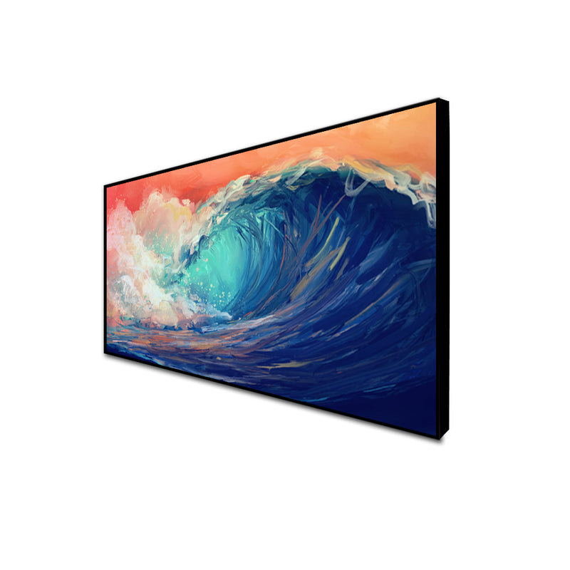 Colourful Sea Waves Canvas Floating Frame Wall Painting
