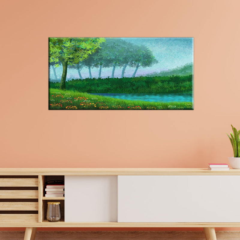 Green Nature Art Scenery Canvas Wall Painting