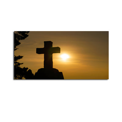 Cross In Sunset Canvas Wall Painting
